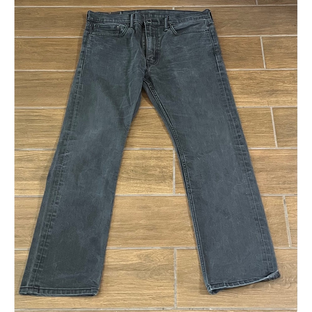 Levis 513 Slim Straight Jeans Mens 34x30 Washed Black Denim Pants
